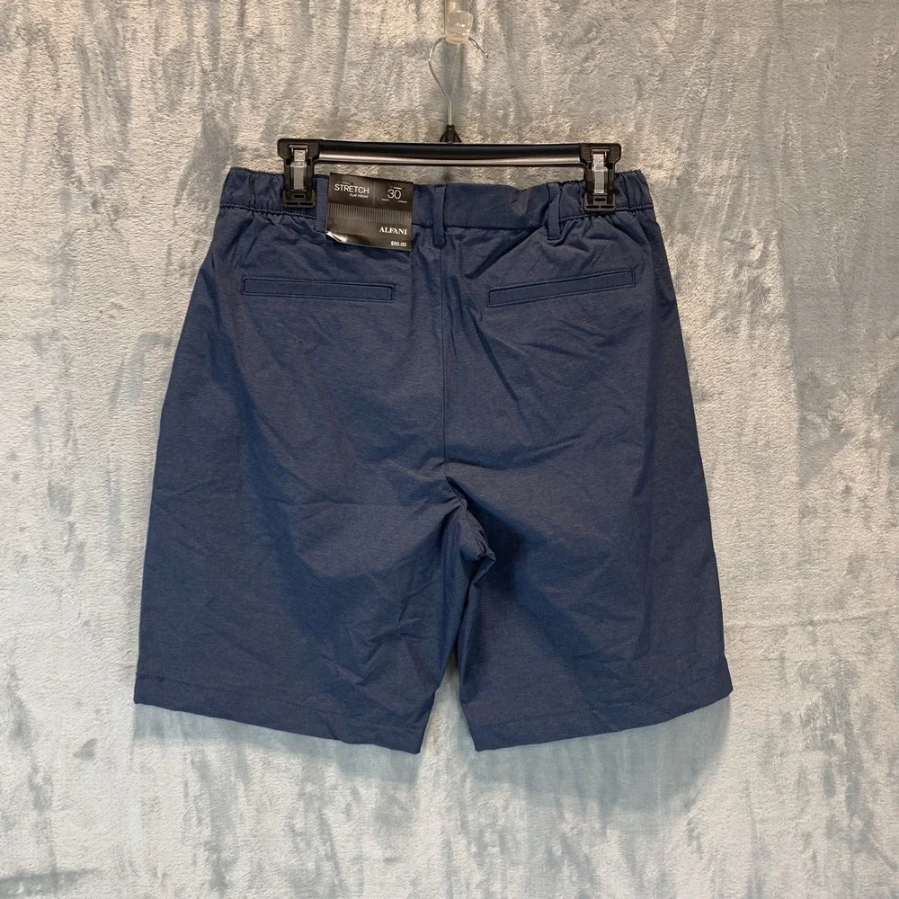 Alfani Men's Shorts Alfateck‎ 30 Stretch Flat Front Blue Performance Golf